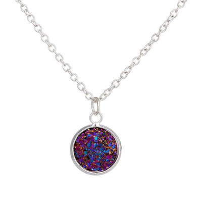 

Creative Style 925 Silver Plated Handmade Crystalline Necklace Dyed Natural Stone Lock Bone Chain Necklace