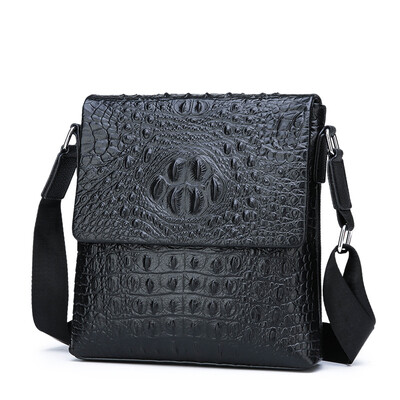 

Crocodile mens bag business mens shoulder bag vertical section Messenger bag leather bag leather backpack mens soil bag