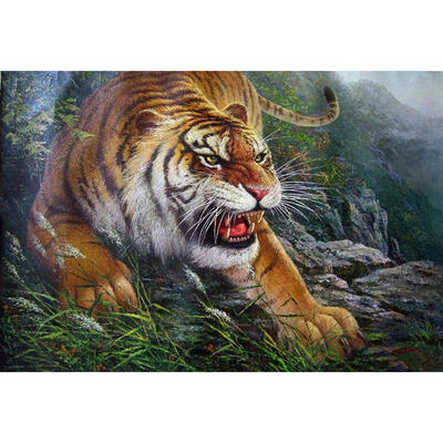 

5D DIY Diamond Painting Fierce Tiger Cross Stitch Embroidery Mosaic Kit Set