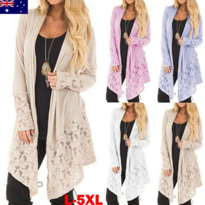 

AU Women Autumn Baggy Cardigan Coat Long Jacket Knitted Sweater Jumper Plus Size