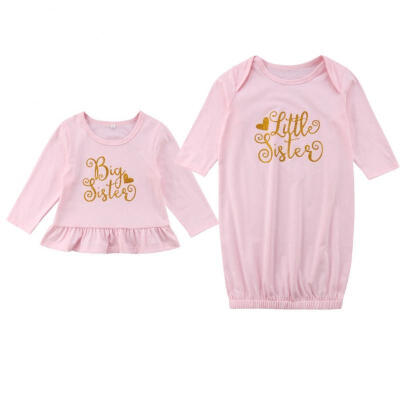 

Autumn BigLittle Sister Matching Long Sleeve Top T-shirt Newborn Baby Girl Clothes Cotton Outfit