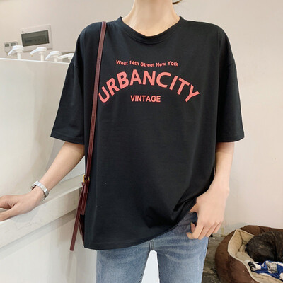 

Plus Size Harajuku Summer White T Shirt Women Letter Printed Black T-shirt Woman Red Tee Tops Casual  Female T-shirts