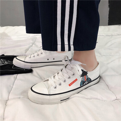

Mens shoes Summer graffiti canvas board shoes leisure white autumn tremble the same style of trendy shoes