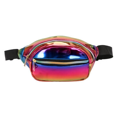

Punk Laser Shoulder Waist Handbags Women Bright Leather Fanny Chest Bags