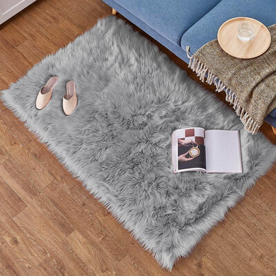 

Toponeto Wool Imitation Sheepskin Rugs Faux Non Slip Bedroom Shaggy Carpet Mats