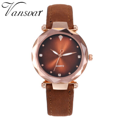 

Vansvar Vintage Leather Women Watches Luxury Top Brand Floral Pattern Casual Quartz Watch Women Clock Relogio Feminino Hot 533