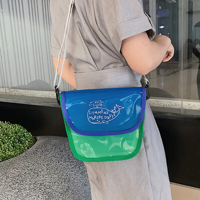 

Tailored Womens Crossbody Wild Simple Chain Transparent whale pattern Messenger Bags