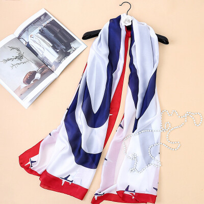 

Korean fashion new scarf aircraft pattern printing scarf autumn simulation silk wild decoration shawl tourist female