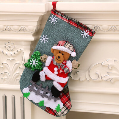 

Cute Christmas Stocking Sock Santa Claus Snowman Elk Bear Candy Gift Bag Xmas Tree Hanging Decor