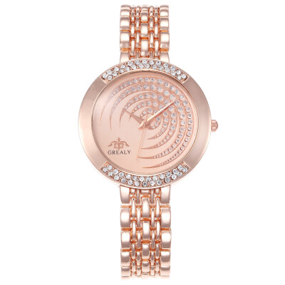 

Womens full diamond fashion alloy set creative dial steel belt casual wrist watch female models