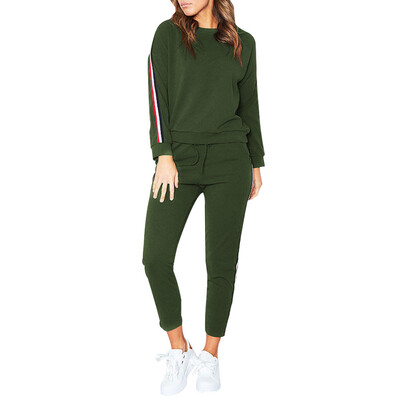 

Roseonmyhand Womens 2 PCS Tracksuits Set Ladies Striped Active Sport Loungewear