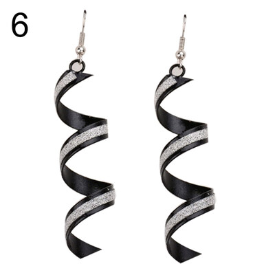 

Female Sequins Spiral Pendant Hook Earrings Long Wave Dangle Wedding Jewelry