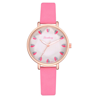 

Korean version of the small fresh PU quartz watch love flowers delicate scale ladies watch