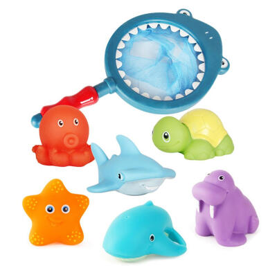 

7pcsset Mixed Animals Swimming Water Baby Bath Toys Squeaky Bathing Toy