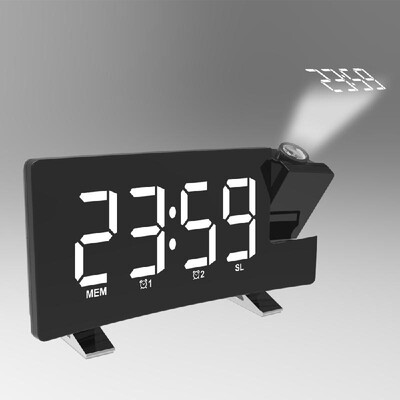 

Wake-up Clock Digital LED Light Time Projection Loud Alarm Clocks with FM Radio Snooze Sleep Function