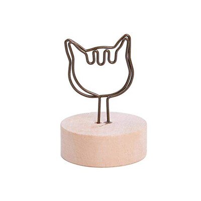 

Gobestart Rustic Real Wooden Base Place Card Holders Iron Wire Picture Picks Clip