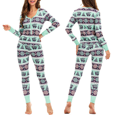 

Gobestart Women Matching Elk Long Sleeves Christmas Pajamas Set Top BlousePants