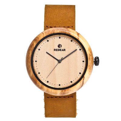 

REDEAR 2017 Luxury Olive Wood Watches Quartz Genuine Leather Women Casual Wristwatch Fashion Wooden Watch for Ladies Box