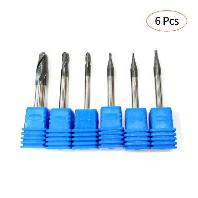 

6pcs 45 Degree Tungsten Steel Milling Cutter Two Blades Ball Nose End Mill Tools Kit Solid Carbide Milling Cutter Stainless Steel