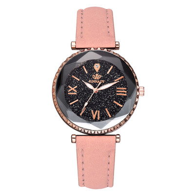

Star watch high quality PU leather trend quartz watch Korean version of the new fashion Roman digital watch