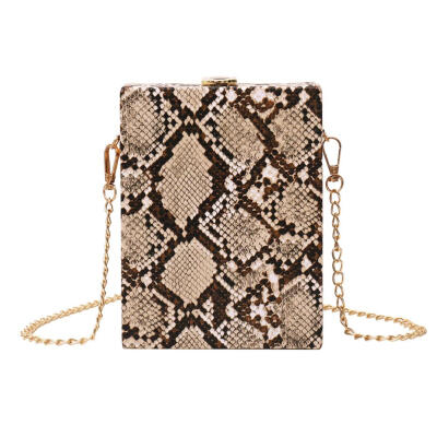 

Snake Print Shoulder Handbags Leather Women Chain Box Bags Crossbody Packs