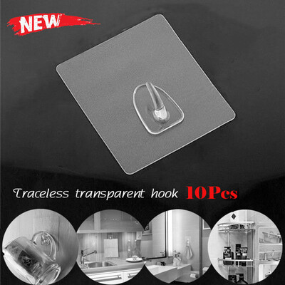 

Siaonvr Anti-skid Hooks Reusable Transparent Traceless Wall Hanging Hooks 2-10pcs