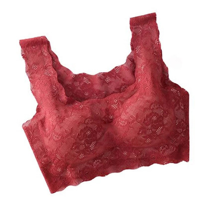 

Toponeto Womens Max Support Air Permeable Rose Floral Bra Large Wire-Free Sleep Lace Bra