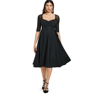 

Lace Panel Ruched Bust Little Black Dress