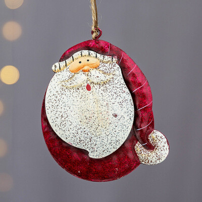 

FUNNYBUNNY Christmas Wrought Iron Pendant American Retro Old Decoration Santa Snowman Pendant Christmas Tree Decoration
