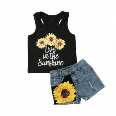 

Toddler Kids Baby Girls Sleeveless T-shirt Vest Tops Pants Outfit Clothes Sets