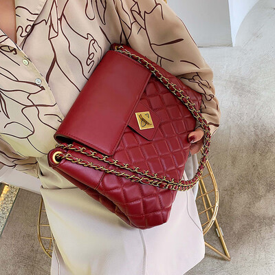 

Texture bag female 2019 new large capacity rhombic crossbody bag Korean version of the wild chain shoulder bag lock bag tide