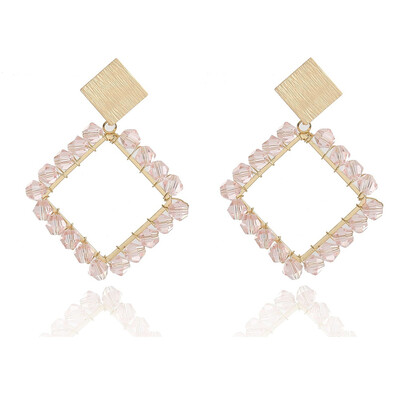 

Cute Women Crystal Round Wire Square Drop Crystal Bead Earrings Jewelry