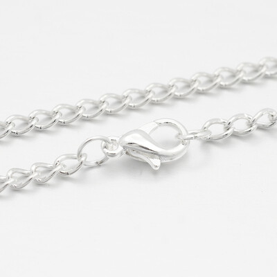 

Iron Twisted Chain Necklace Makings with Alloy Lobster Claw Clasps Silver 291"
