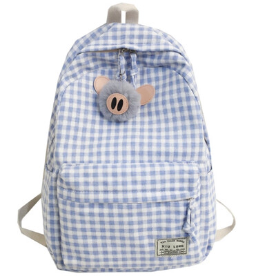 

Schoolbag female ins wind Korean college students backpack junior&senior high school Mori ancient feeling girl plaid canvas ba