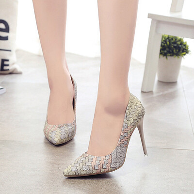 

Rose Womens Fashion Thin Heels Shoes Wild Mixed Colors Shallow High Heels Shoes