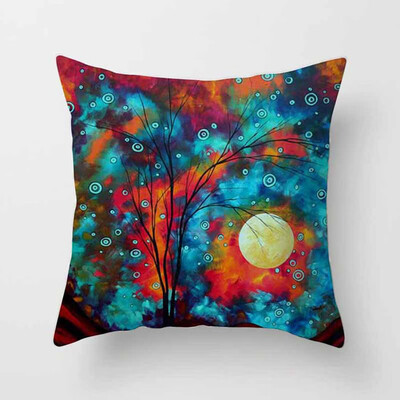 

18 X 18 Inch Creative Magic Three-Dimensional Colorful Tree Cushion Hug Pillowcase Linen Waist Cushion Cover