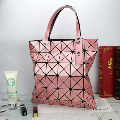 

Glossy PU Fashion Miyake Geometric Rhombus Portable Womens Bag 6 Folding Variety Shoulder Bag