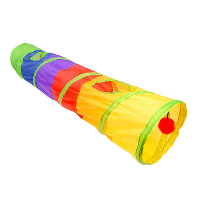 

Indoor Pet Tunnel Toy 2 Holes Play Tubes Ball Collapsible Crinkle Kitten Toys Puppy Play Tunnel Tubes Toy
