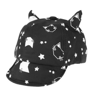 

Baby Children Cap Cotton Soft Cute Sun Hat Cartoon Cat Horn Baseball Caps