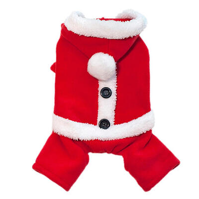 

Pet Christmas Clothes Coat Dress Four-legs Hooded Winter Warm Dog Clothing