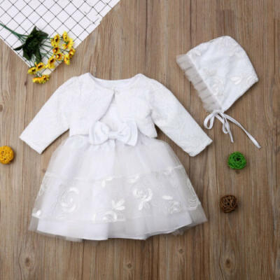 

3pcs Flower Girl Dress Lace Baby Princess Pageant Party Bridesmaid Dresses 0-18M