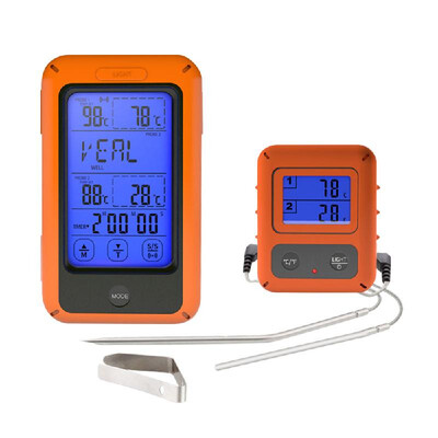

Wireless BBQ Grill Thermometer Digital Backlight LCD Touch Keys Dual Probes Transmitter Receiver Meat Food Cooking Thermometer w