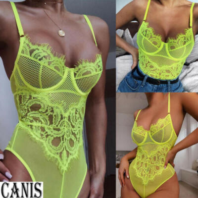 

Women Sexy Lingerie Underwear Erotic Corset Lace Mesh Sleepwear Nightwear Set UK