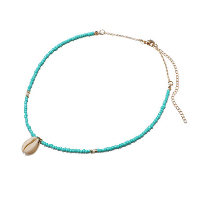 

Bohemian Green Natural Beads Shell Choker Necklace Women Handmade Party Chocker Jewelry