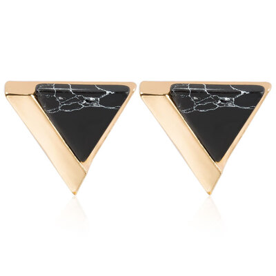 

EK788 Brand Punk Design Fashion Square Triangle Round Faux Stone Stud Earring Women Party Jewelry Black White Geometric Brincos