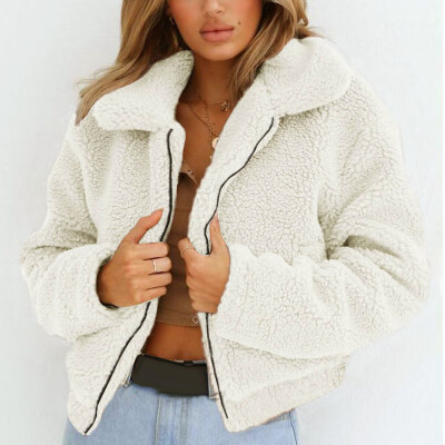 

Women Winter Warm Teddy Bear Fluffy Coat Fleece Fur Jacket Zip Up Outerwear Tops