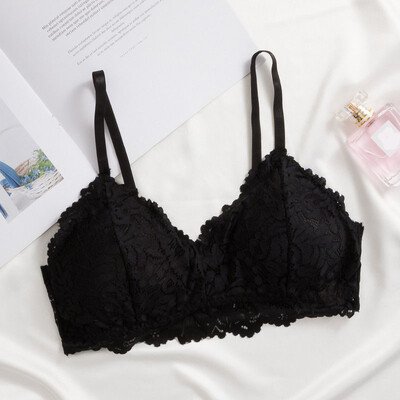 

Lace Small Chest Gathered Solid Color Thin Section Bra