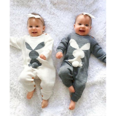 

Newborn Infant Baby Boy Girl Bunny Knitting Wool Romper Bodysuit Jumpsuit Outfit