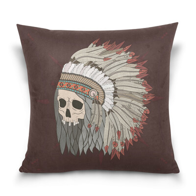 

ALAZA Throw Pillow Cover 16 X 16 inch Christmas Gift Cushion Cover with Indian Skull Printed Pillowcase