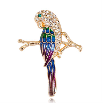 

Vintage Multicolor Parrot Brooch For Women Cute Rhinestone Bird Brooch Metal Badge Clip For Scarf Fashion Jewelry New